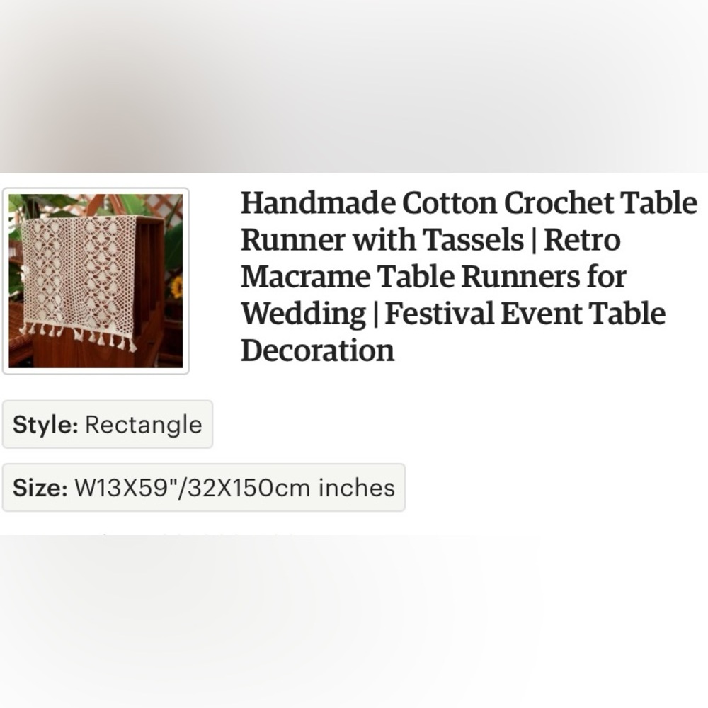 5 New BOHO Cotton Lace Table Runners & table cloth